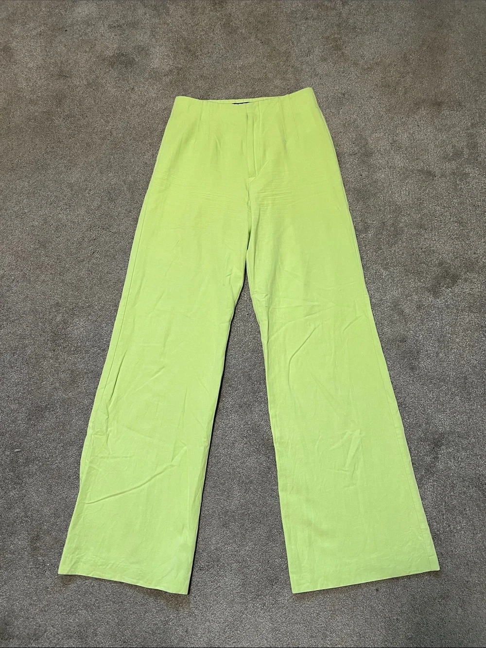 Zara Wide Leg High Waist Trousers Pants Linen Blend size XS